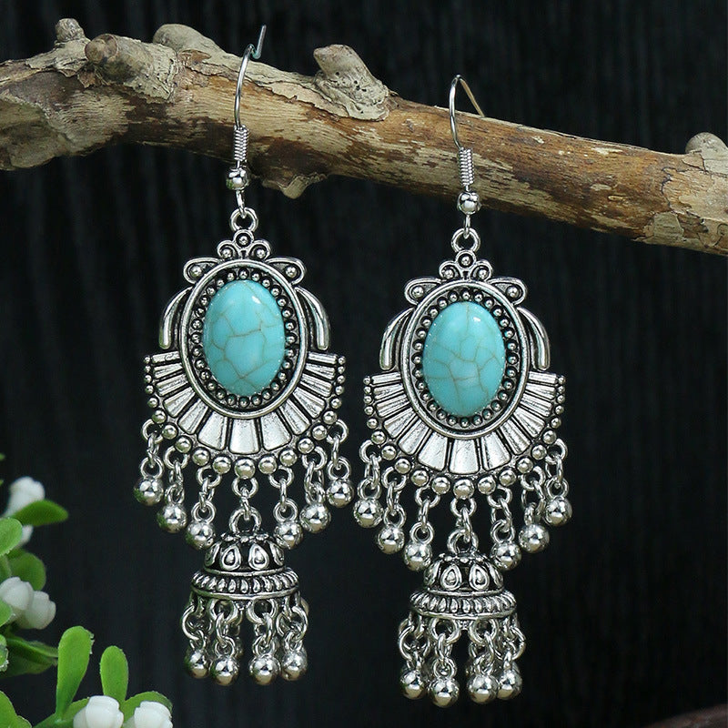 Wholesale Boho Vintage Long Acrylic Turquoise Earrings ACC-ES-MoMo007