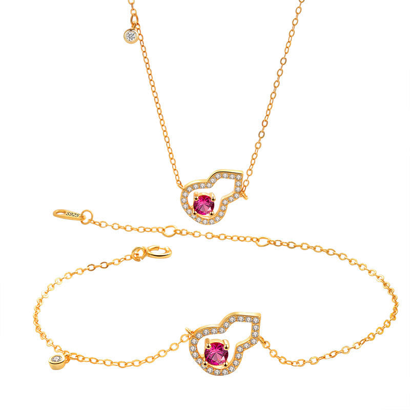 Wholesale S925 Sterling Silver Plated 18K Gold Hollow Gourd Shape Pendant Necklace