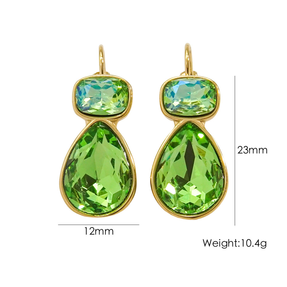 Wholesale Stainless Steel Water Drop Zircon Ears Earrings