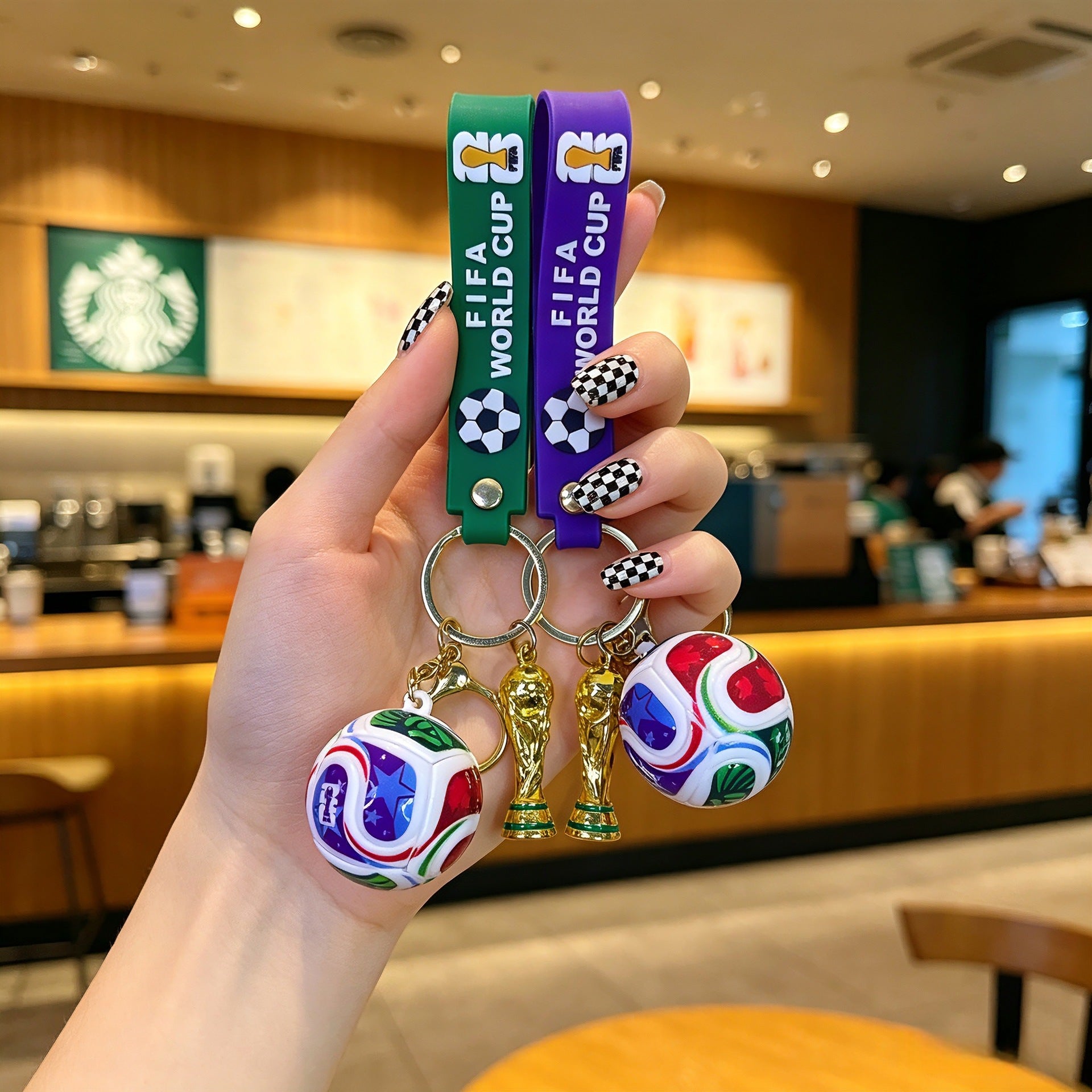 Wholesale PVC World Cup Soccer Keychain Cartoon Bag Charm Car Key Accessory