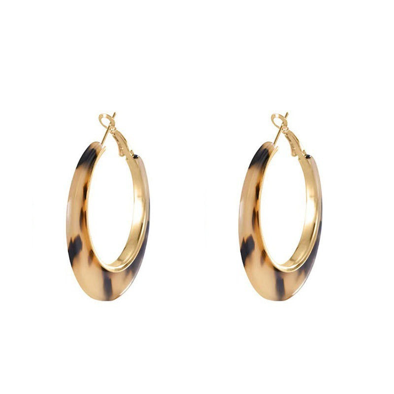 Wholesale light luxury leopard print hoop earrings