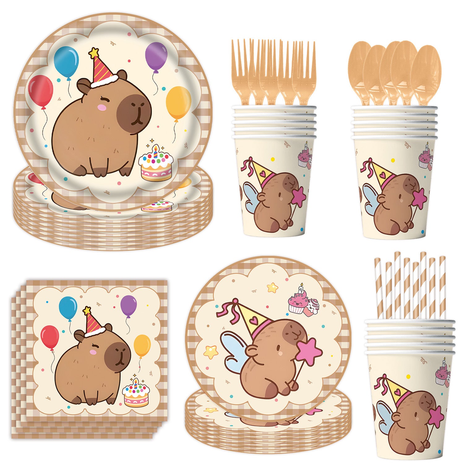 Wholesale Capybara Capybara themed birthday party tableware decorations first birthday gift layout paper plate banner pennant