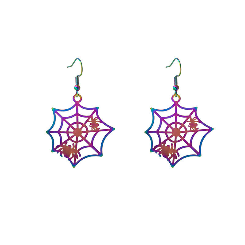 Wholesale Halloween Colorful Gradient Electroplating Stainless Steel Earrings ACC-ES-MDD042