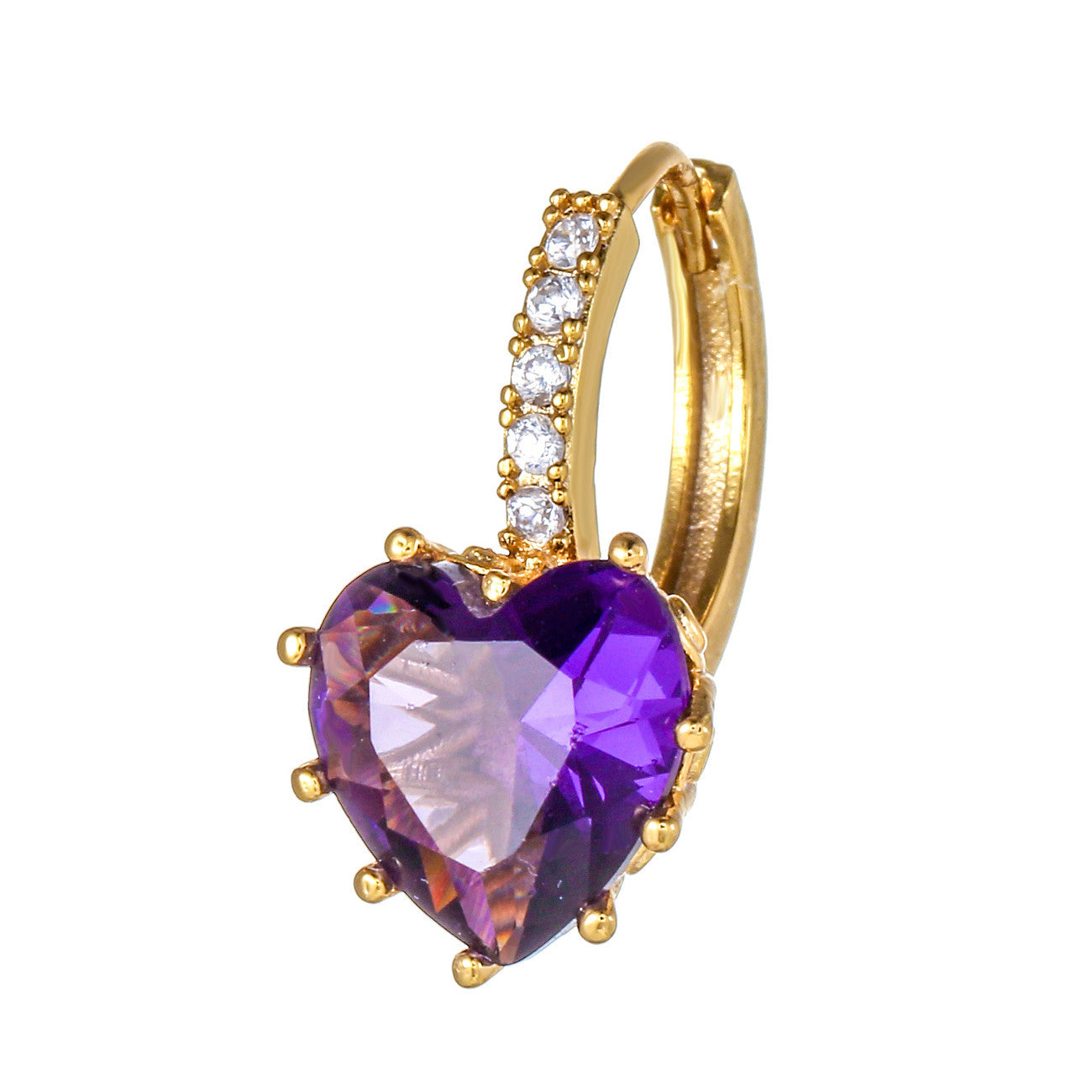 Wholesale Love Colored Zircon 18K Gold Plated Earrings