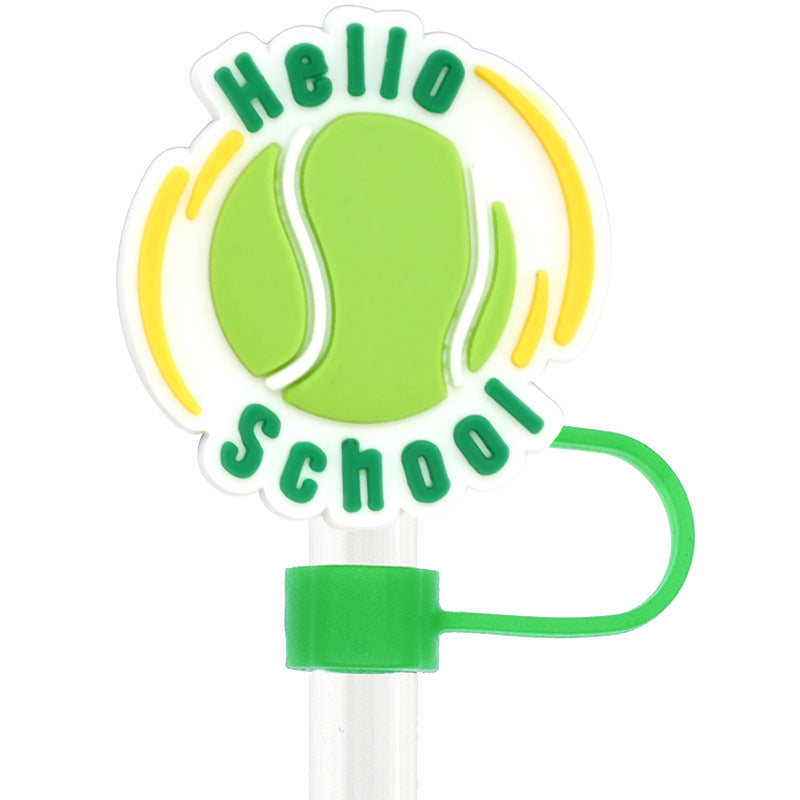 Wholesale Random 100pcs Back To School 10mm PVC Soft Glue Straw Tube Cap ACC-SCR-RYY095