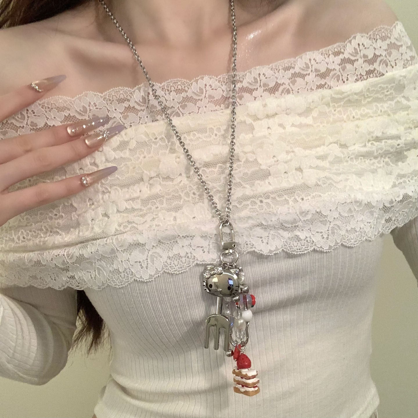 Wholesale Cake spoon long necklace