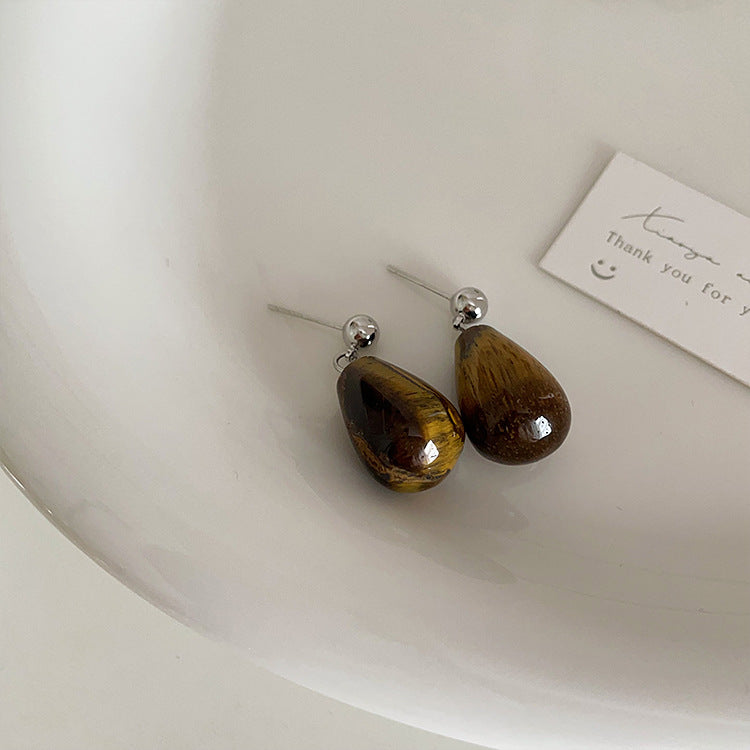 Wholesale Natural Stone Metal Stud Earrings