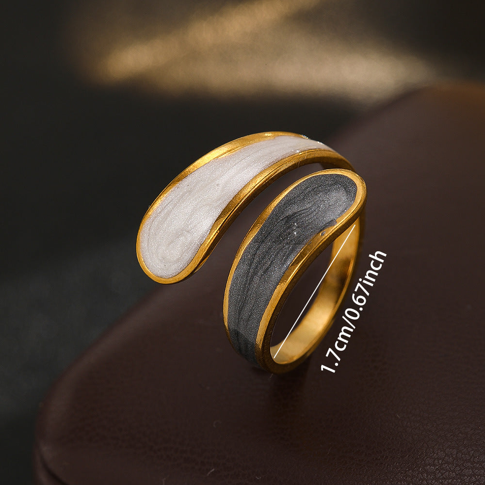 Wholesale Retro Round Spliced Open Ring White Copper Zircon Trendy Fashion Jewelry Accessory For Everyday