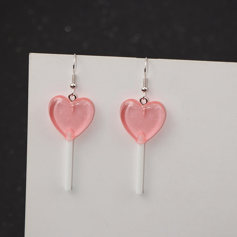 Wholesale Glitter Candy Color Love Lollipop Earrings