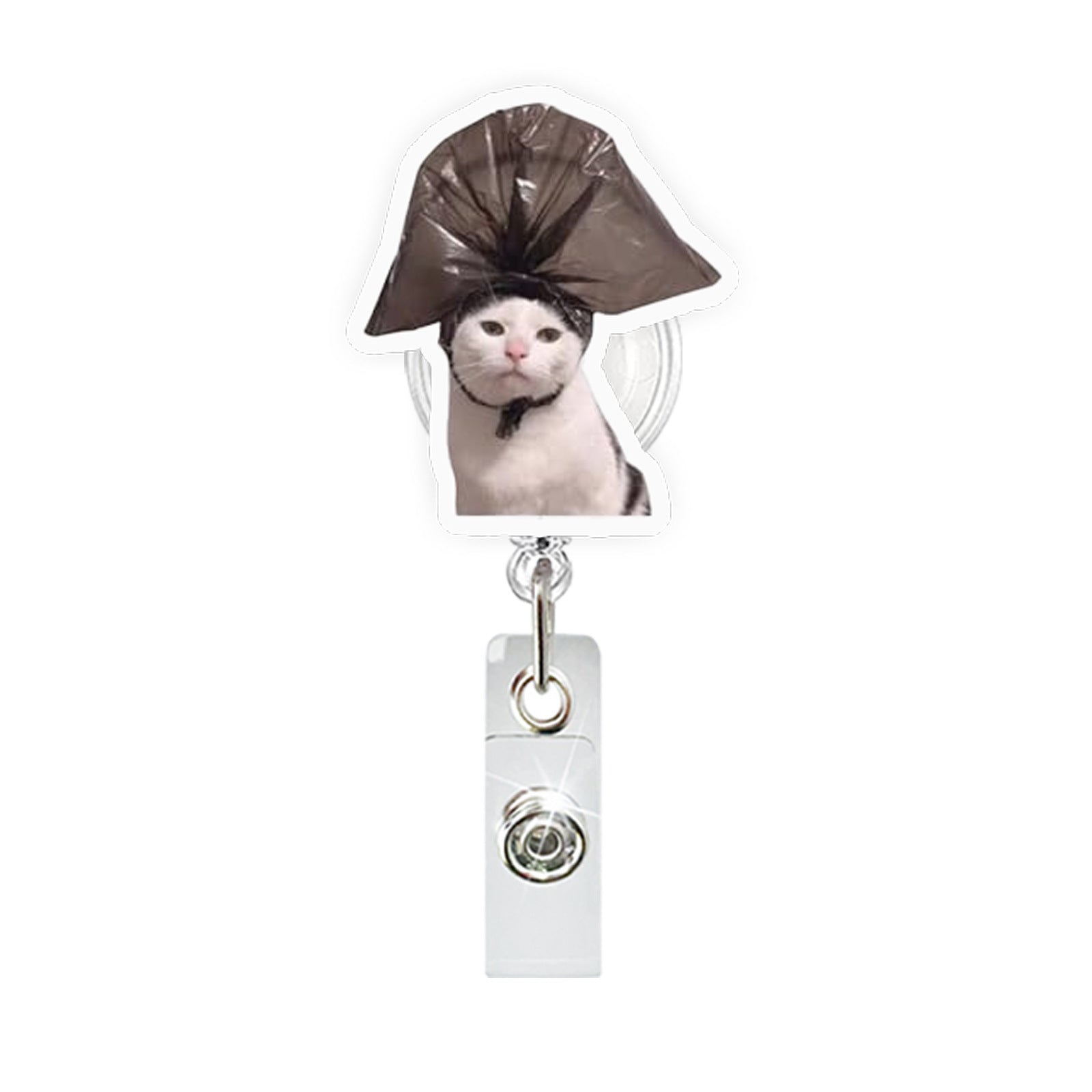 Wholesale Funny Cat Emoticon Acrylic Retractable Badge Reel for Party Gift