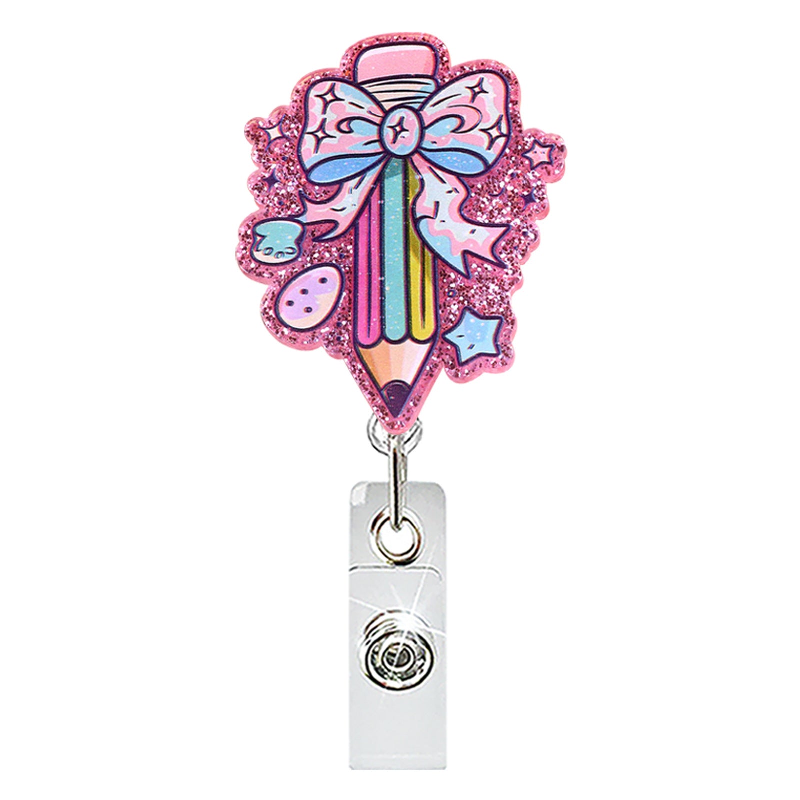 Wholesale Teacher-Themed Retractable Badge Holder,  Abs Plastic,  ID Card and Car Key Accessory