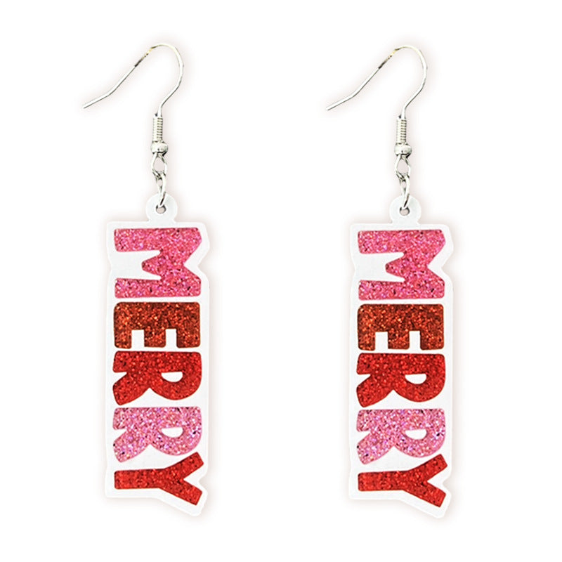 Wholesale 2 pairs/ pack Christmas Gingerbread House Flamingo Christmas Cookies Sparkling Earrings