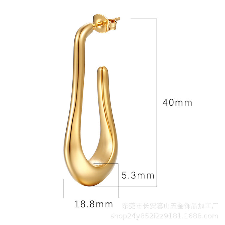 Wholesale  18K Gold Stainless Steel Earrings  Geometric  Irregular Earrings