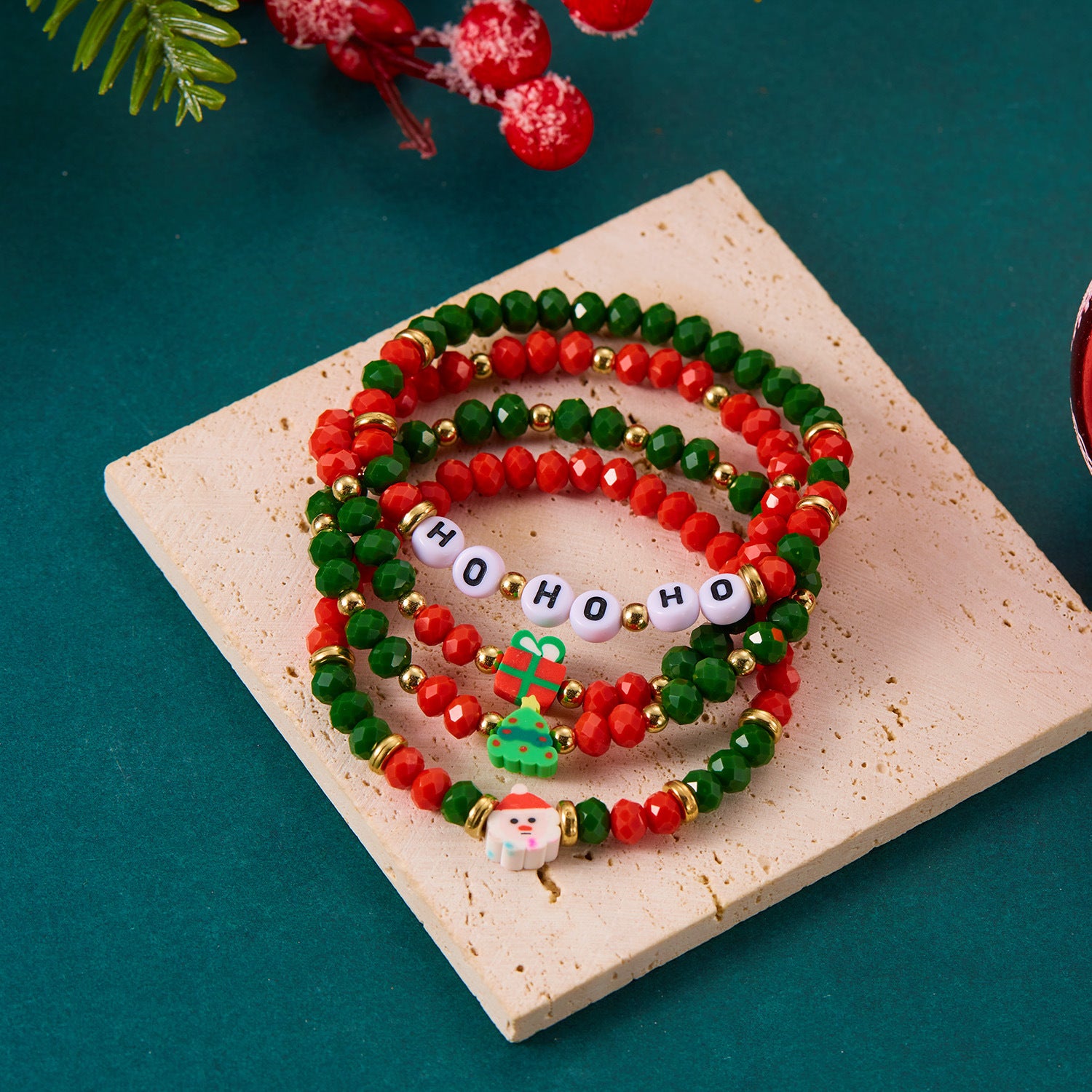 Bracciale natalizio con perline di cristallo all'ingrosso