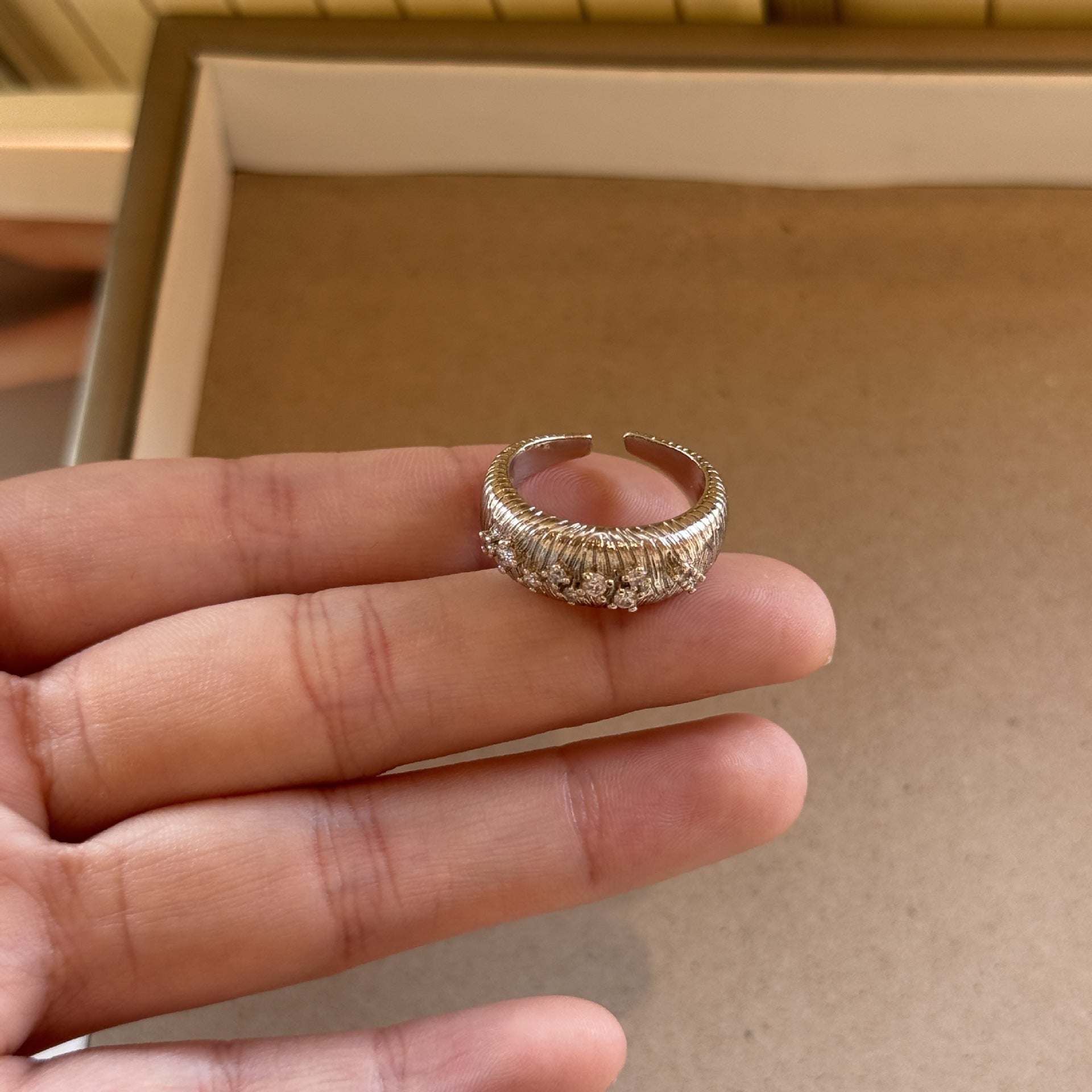 Wholesale Butterfly Wave Gold Plated Ring with Zircon,  Party Jewelry Accessory Boutique Resale
