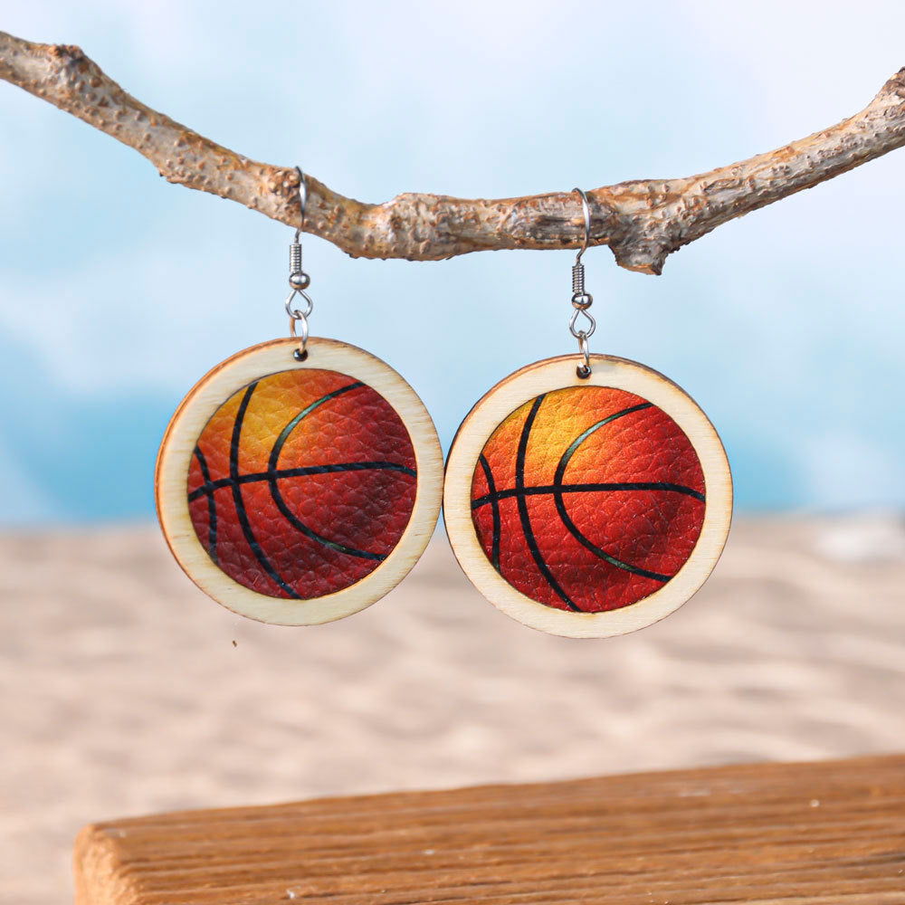 Pendientes de cuero de lentejuelas de fútbol y softball al por mayor