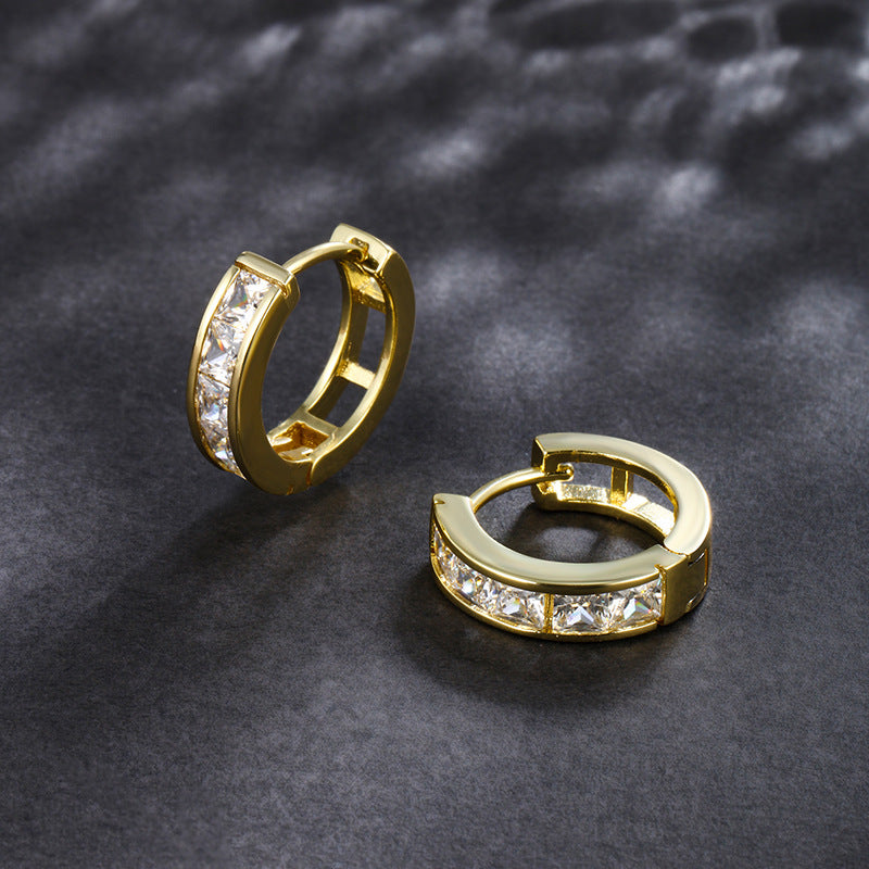 Wholesale  Fashion Square Zircon Ear Ring Geometric Ear Buckle Simple Light Luxury Earrings