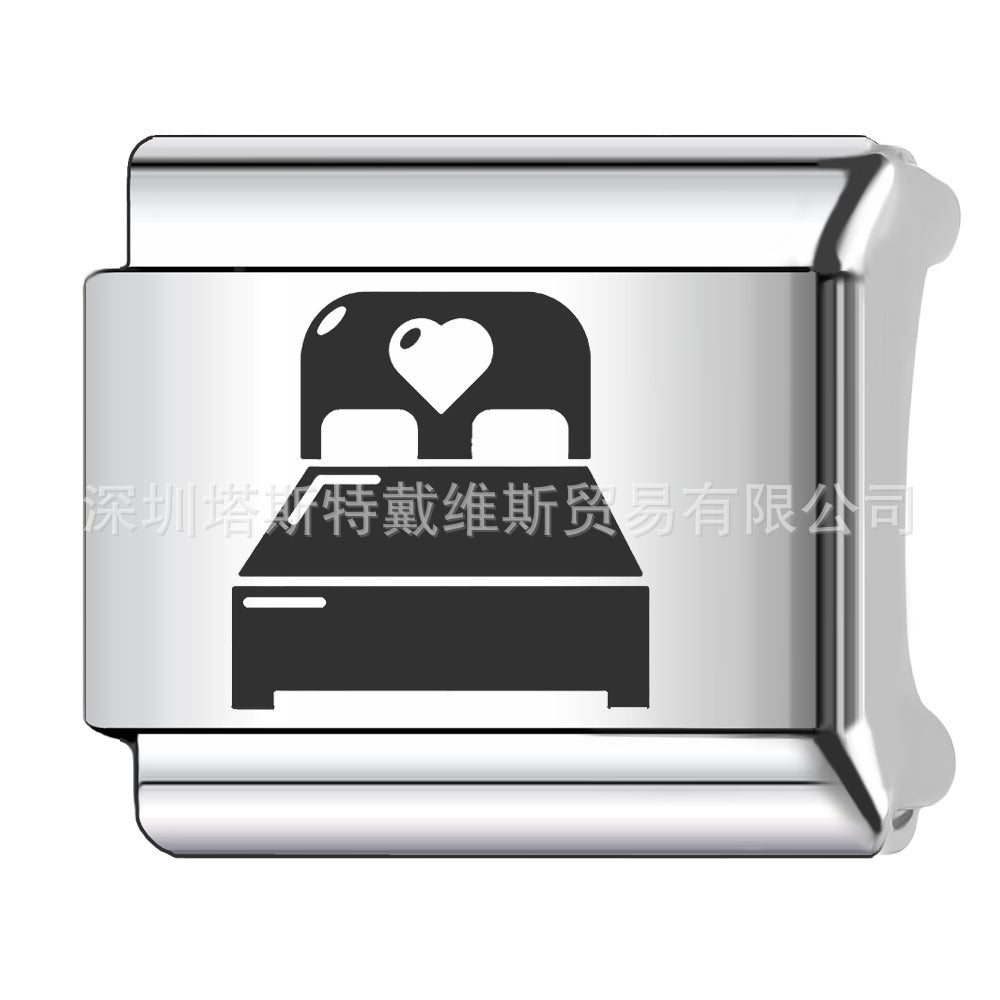 Wholesale 9mm Italian Charm Starter Bracelets DIY square Single Section Creative Stainless Steel Composable Bracelet