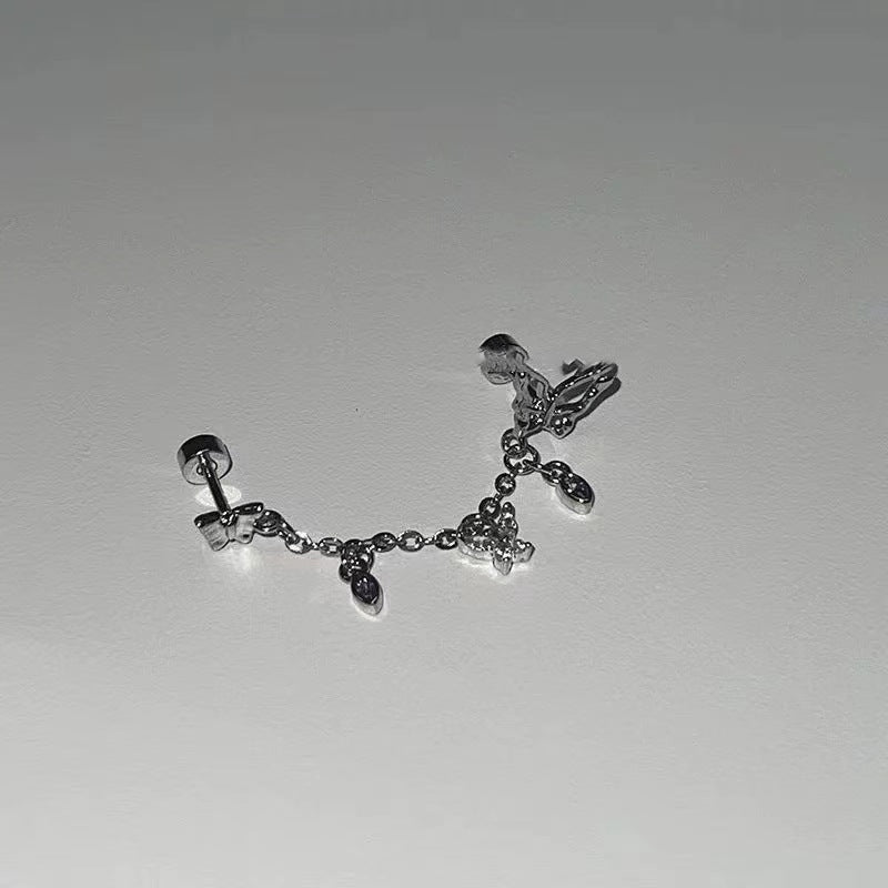 Wholesale  Love Cross Chain Tassel Ear Nail Earrings