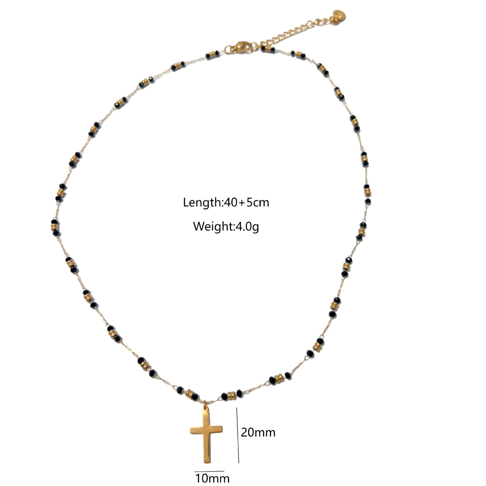 Wholesale Black Agate Bead Necklace Starfish Cross Love Pendant Stainless Steel Jewelry