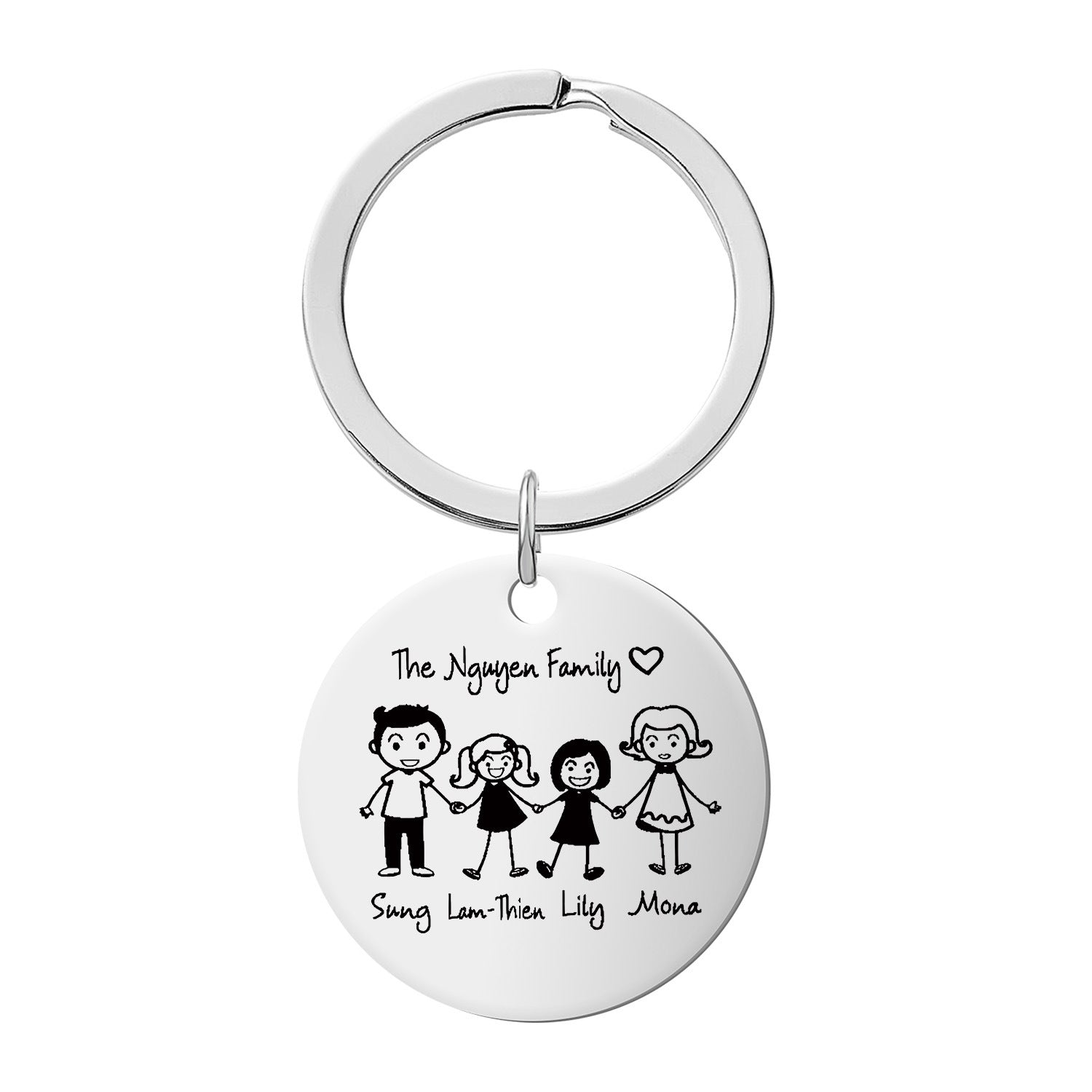 Wholesale Stainless Steel Engraved Key Memorial Family Member Keychain