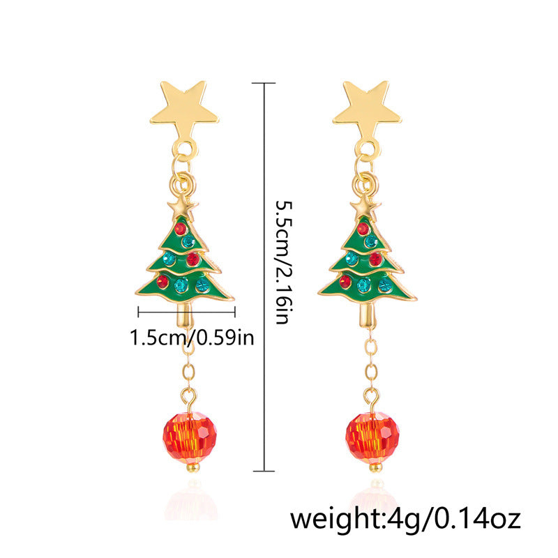 Wholesale Christmas ornaments diamond-encrusted Christmas tree snowflake wreath earrings