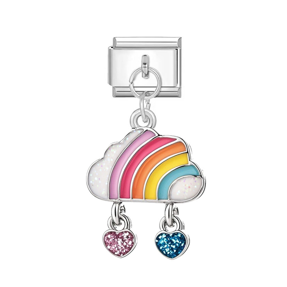 Wholesale Italian Charm Bracelet 9mm DIY Cartoon Butterfly Cloud Pendant Series Creative Stainless Steel Composable Bracelet