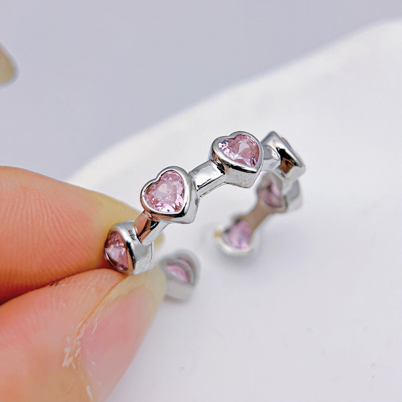 Wholesale Pink Diamond Love Zircon Open Ring Light Luxury Rings ACC-RS-YXY044