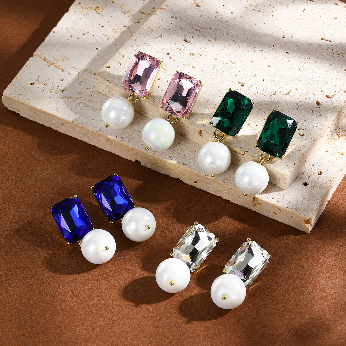 Wholesale colorful pearl pendant exaggerated exquisite earrings