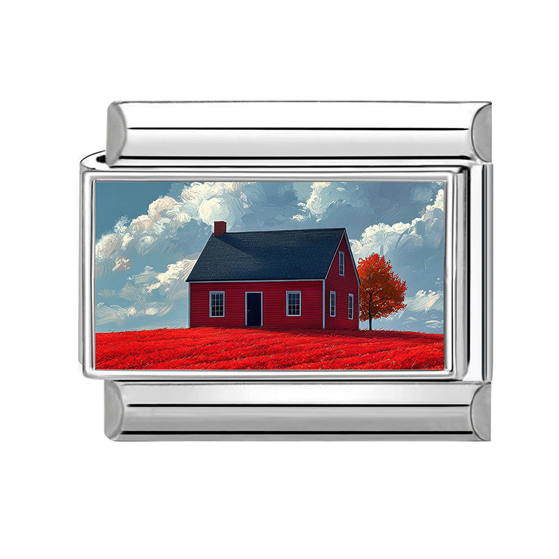 Wholesale Italian Style Landscape DIY Bracelet Charms Stainless Steel Jewelry Making Accessory