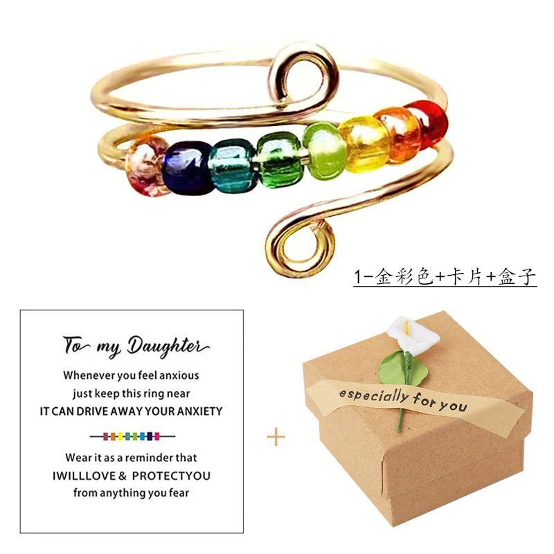 Wholesale  Rotating Color Opening Rotating Rainbow Beads  Ring