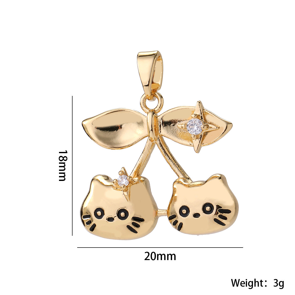 Wholesale 14K Gold Plated Brass Cherry Pendant Necklace Micro Set Zircon Fruit Choker Stylish Fashion Accessory For Women Gift