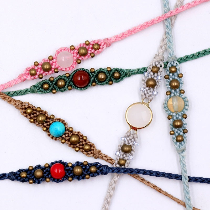 Wholesale Bohemian Natural Crystal Bead Bracelet Handmade Woven Unisex Fashion Accessory For Everyday Wear Gift And Boutique Resale