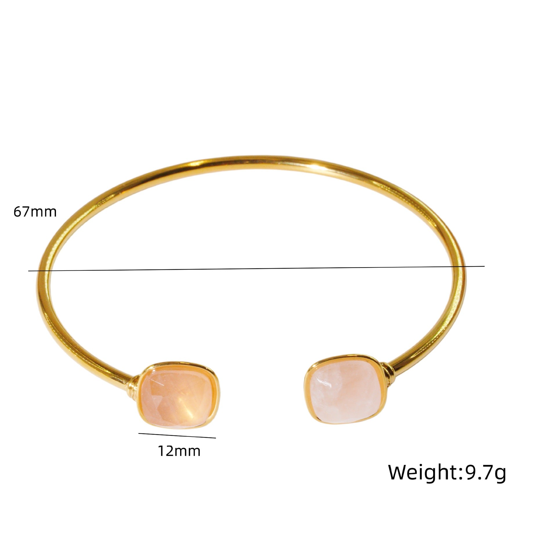 Wholesale Modern Minimalist Double Gemstone Inlaid Stainless Steel Open Bracelet Fashion Accessory Boutique Resale Gift