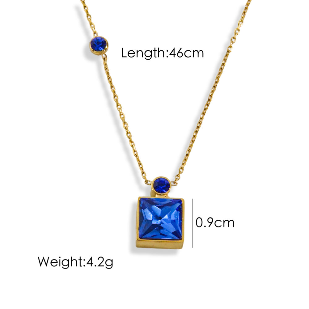 Wholesale  color square diamond Stainless steel necklace
