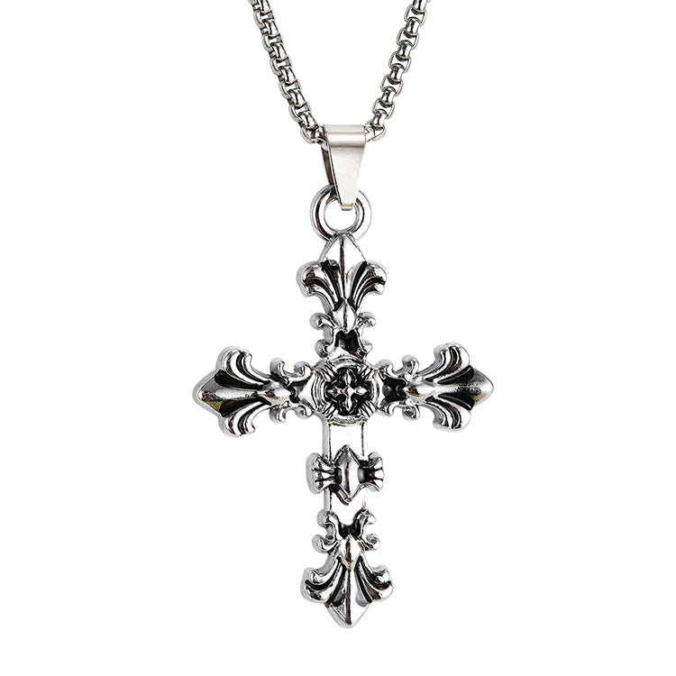 Wholesale Titanium Steel Cross Pendant Necklace Punk Hip Hop Accessories