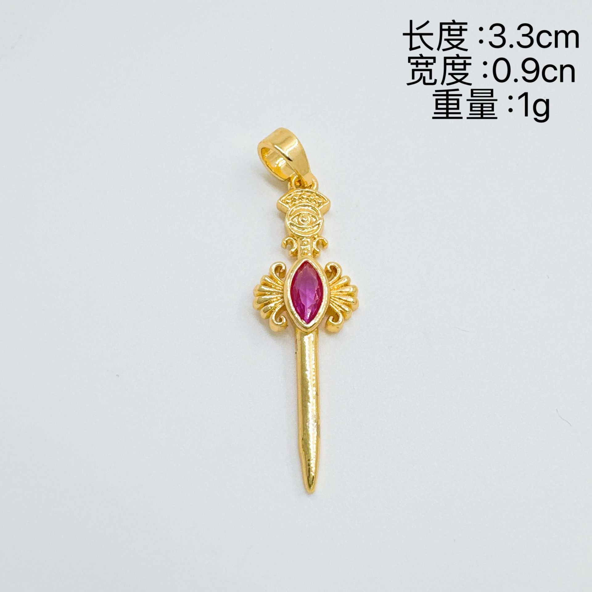 Wholesale Gold Plated Copper Cross Sword Pendant Necklace European Style Fashion Accessory for Women