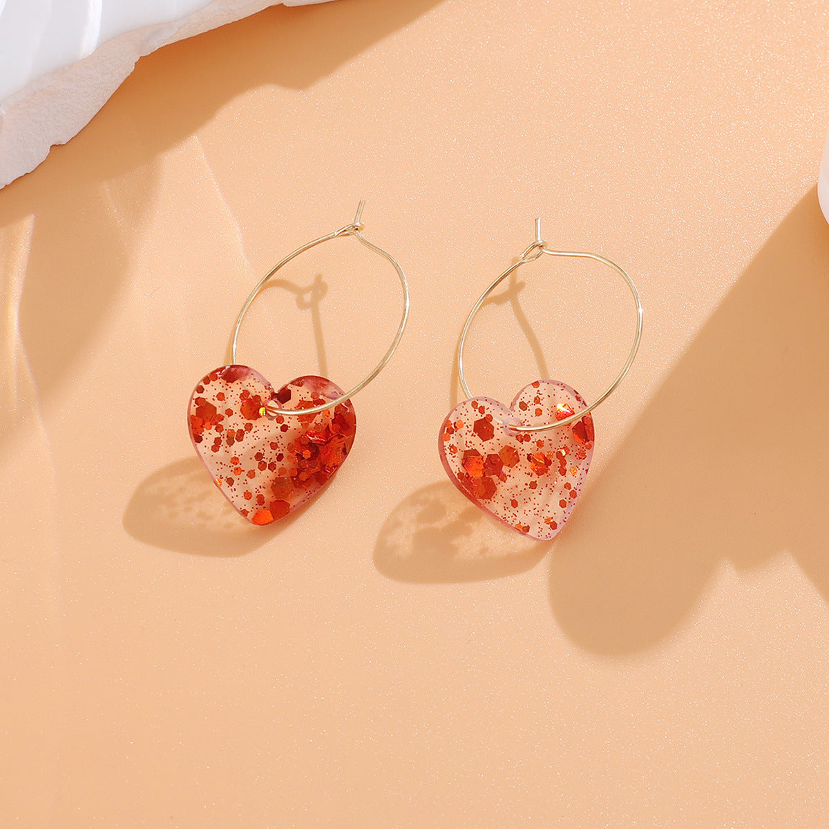 Wholesale  Acrylic Sequin Heart Earrings