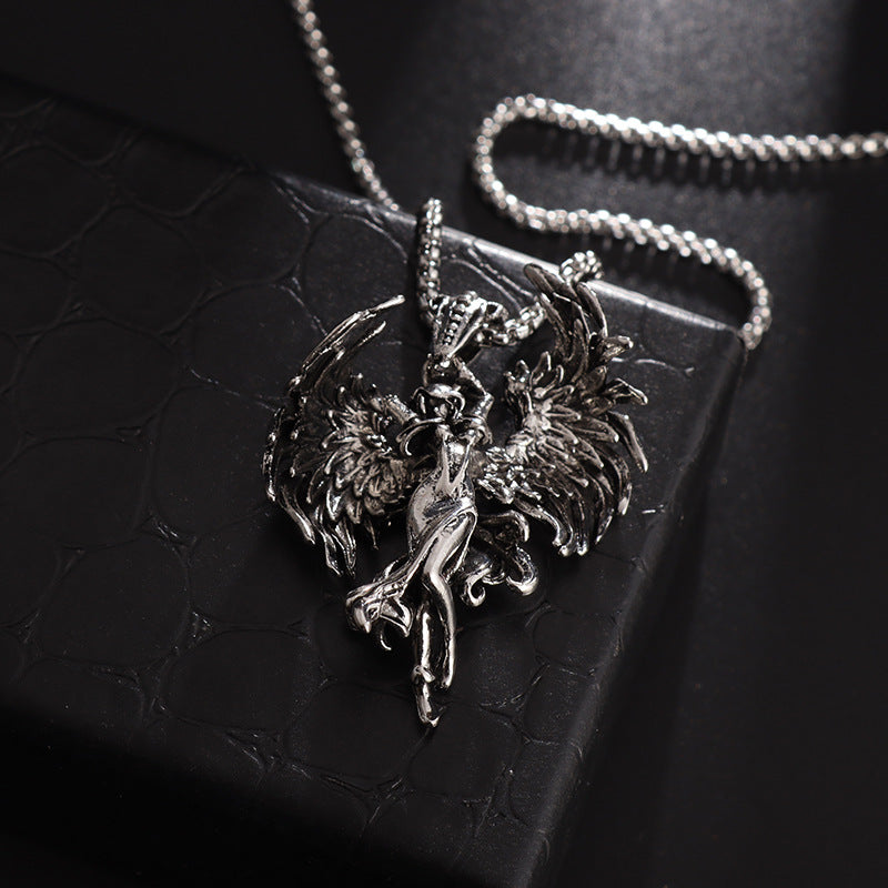 Wholesale Demon Angel Vintage Silver Necklace