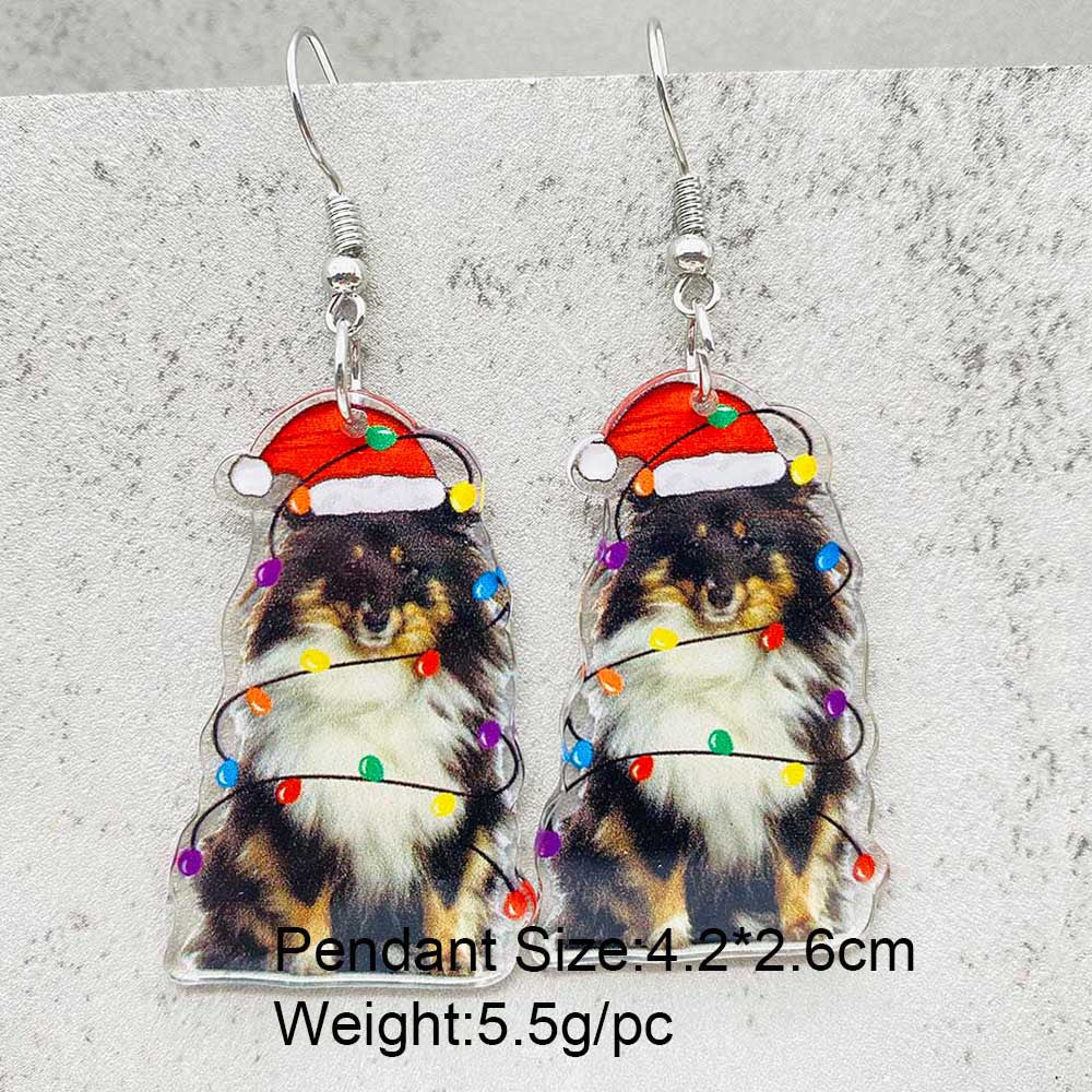 Wholesale Christmas Acrylic Lights Santa Hat Cat Earrings ACC-ES-ChenY090