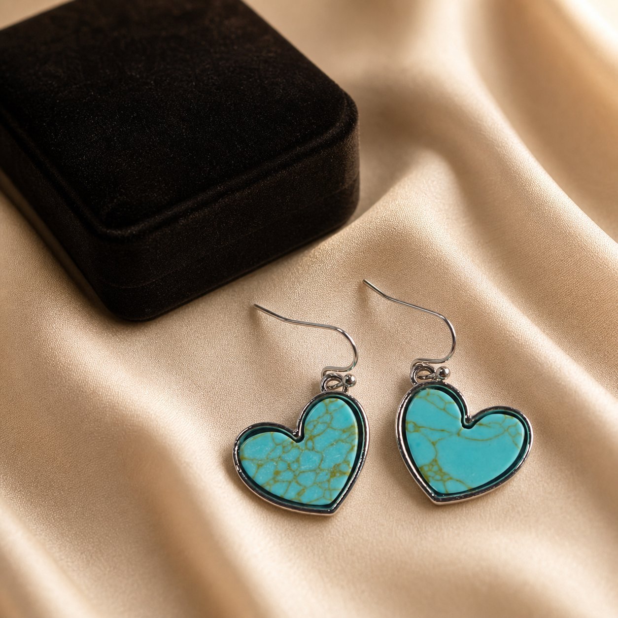 Wholesale Retro Heart-Shaped Turquoise Earrings Fashion Jewelry Accessory for Women Gift