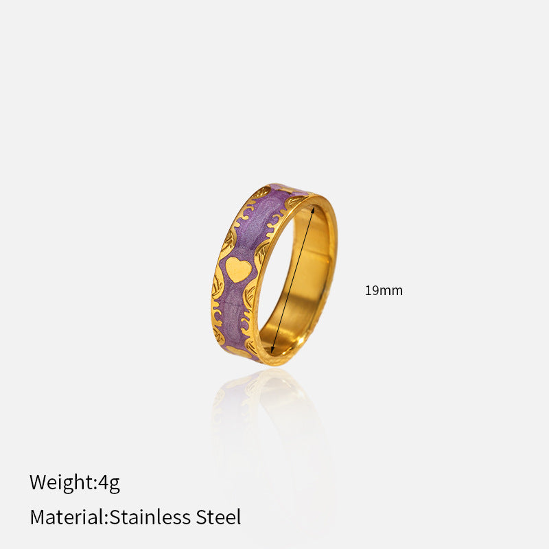 Wholesale retro court style heart-shaped stainless steel ring