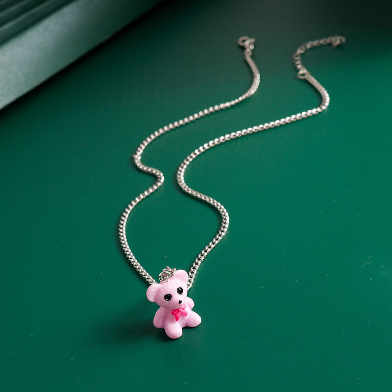 Wholesale Acrylic Solid Color Bear Pendant Necklace ACC-NE-YueSen012