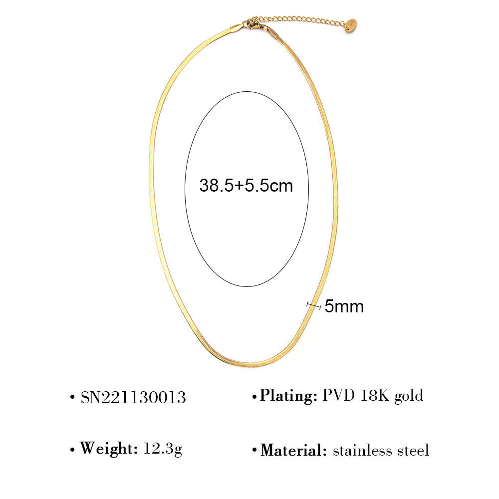 Wholesale Titanium Steel 18K Gold Plated Blade Chain Flat Snake Chain  Necklace