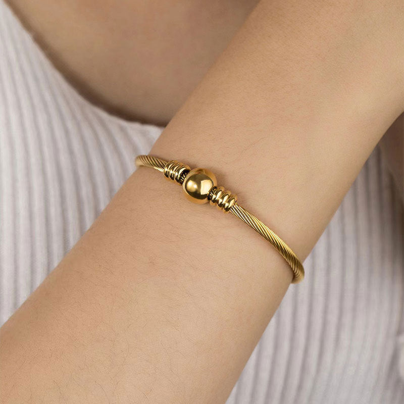 Wholesale Stainless Steel Beads Spiral Ring Bracelet ACC-BT-RuiX004