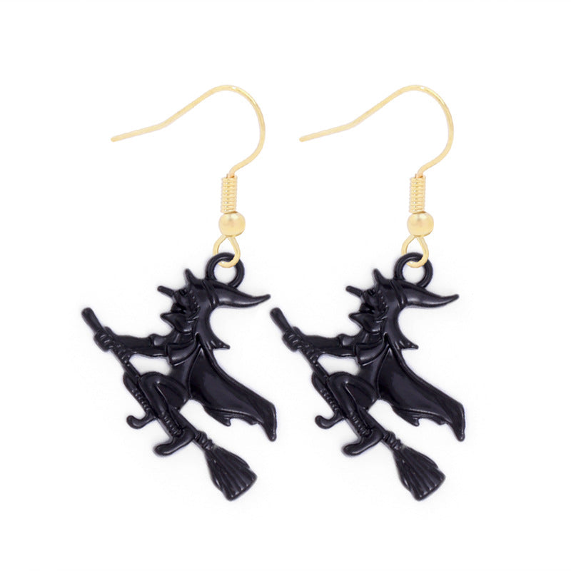 Wholesale Halloween Alloy Oil Drop Horror Pirate Skull Pumpkin Earrings ACC-ES-BinLi008