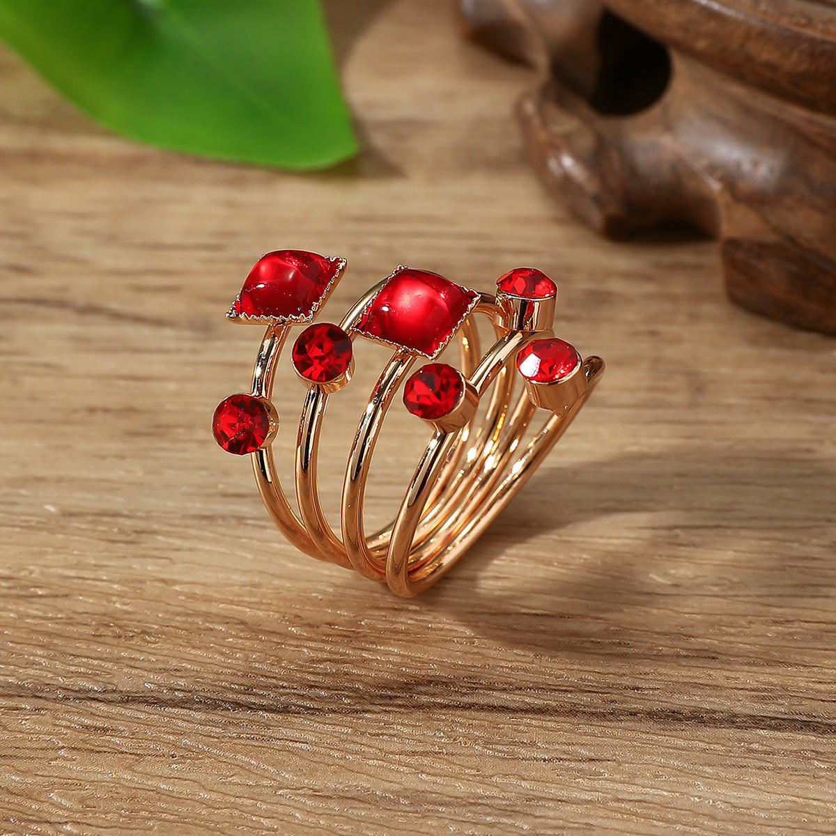 Wholesale Crystal Gemstone Exaggerated Large Spring Ring