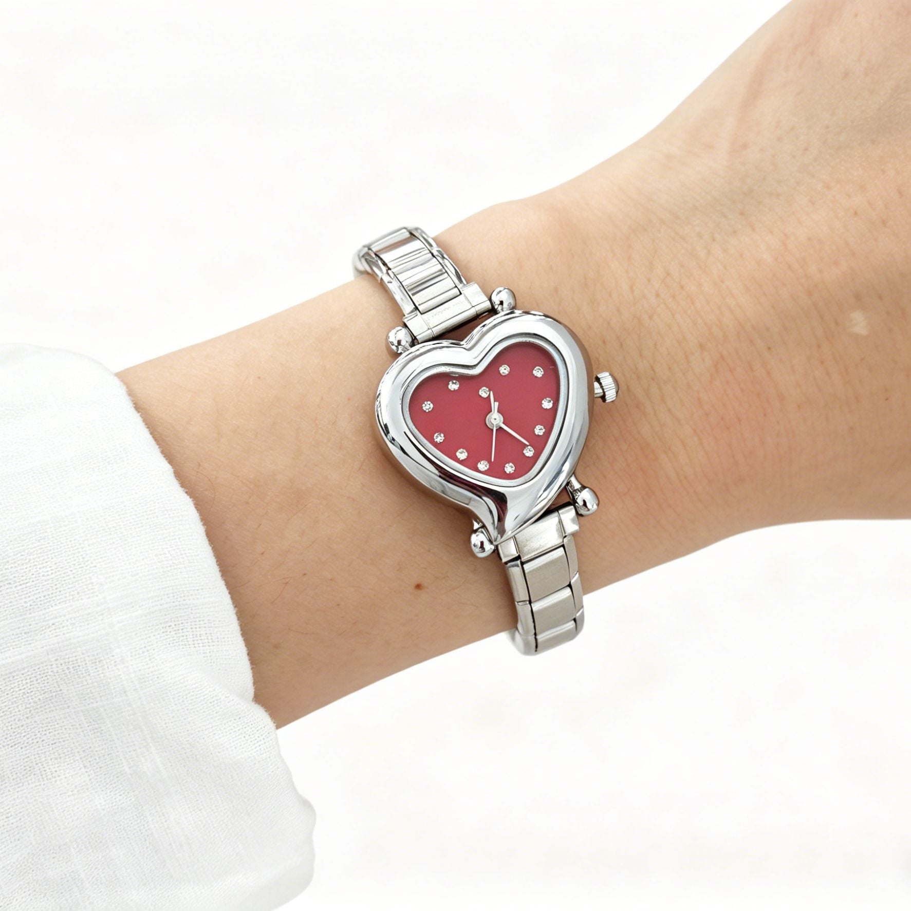 Wholesale Chic DIY Modular Quartz Watch for Women,  Stainless Steel Heart Design,  Fashion Accessory