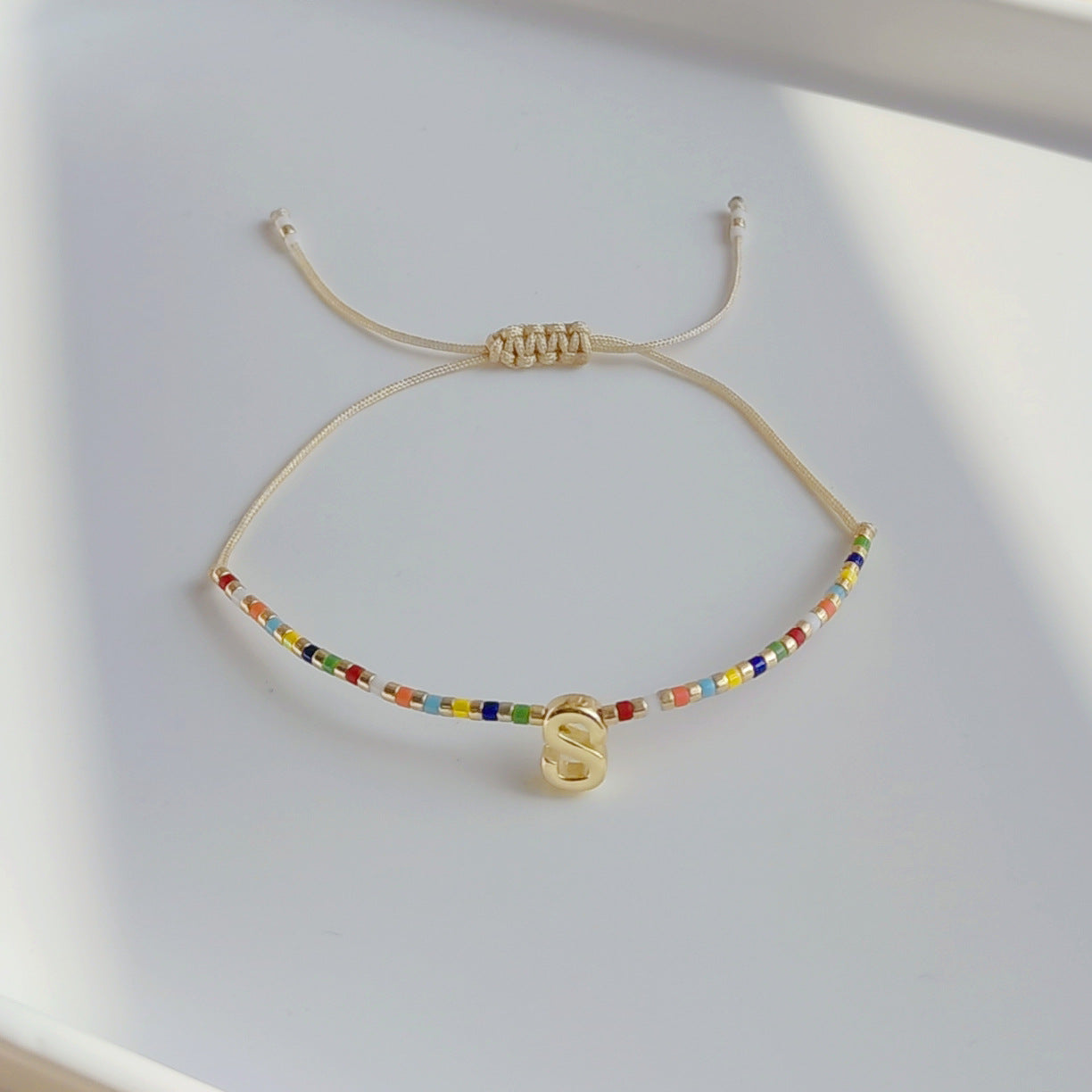 Wholesale Diy Beaded Woven Colorful Miyuki Rice Beads Beaded Alphabet Bracelet ACC-BT-Qiqi019