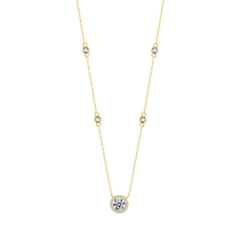 Wholesale S925 Sterling Silver Inlaid Zircon Dot Starlight Necklace